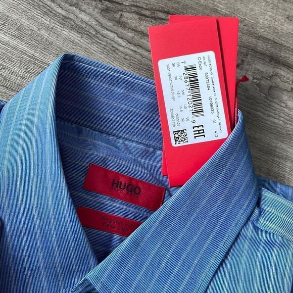 Hugo C-Enzo Striped Shirt-BLUE-EU 39/US 15.5 - Picture 3 of 3